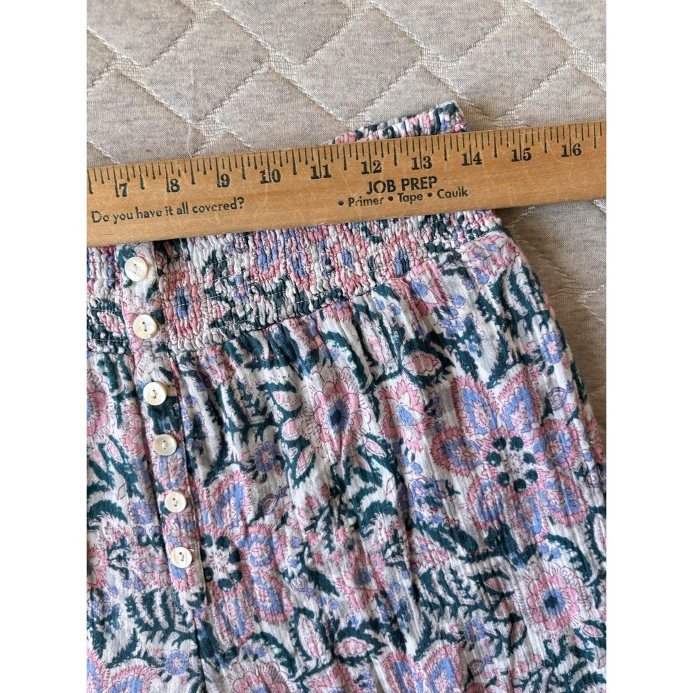 Sundance Pants Womens Medium Multicolor Floral Cropped Crepe Cotton Boho Lounge - Picture 7 of 7